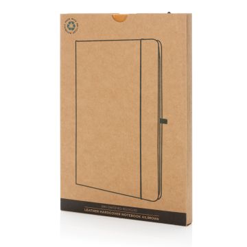 Recycled leather hardcover notebook A5 Brown - 1 Bounce Creative Designs