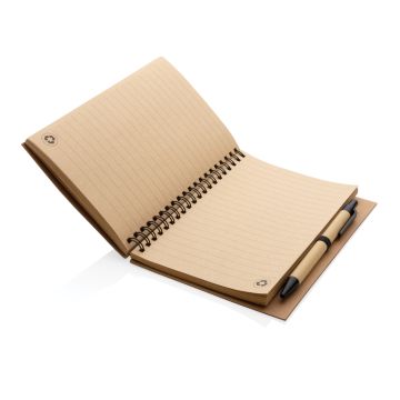 Kraft spiral notebook with pen Black - 1 Bounce Creative Designs