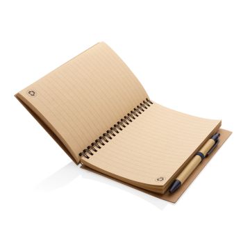 Kraft spiral notebook with pen Blue - 1 Bounce Creative Designs