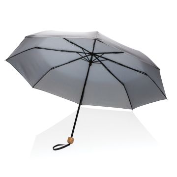205 Impact AWARE RPET 190T Pongee bamboo mini umbrella Anthracite - 1 Bounce Creative Designs