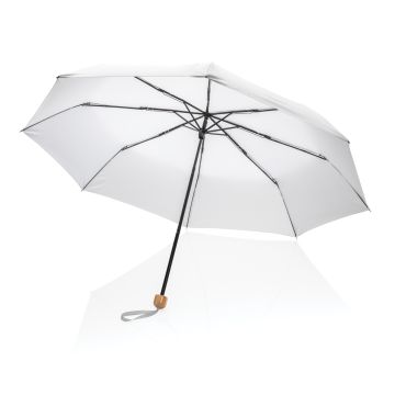 205 Impact AWARE RPET 190T Pongee bamboo mini umbrella White - 1 Bounce Creative Designs