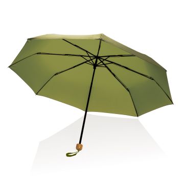 205 Impact AWARE RPET 190T Pongee bamboo mini umbrella Green - 1 Bounce Creative Designs