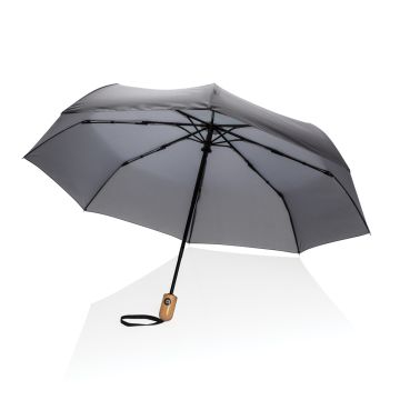 21 Impact AWARE RPET 190T bamboo auto openclose umbrella Anthracite - 1 Bounce Creative Designs