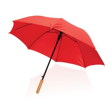 23 Impact AWARE RPET 190T auto open bamboo umbrella Red - 1 Bounce Creative Designs