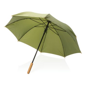 Recycled Umbrella With Bamboo Handle Automatic 23 Inch Impact AWARE - 1 Bounce Creative Designs