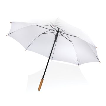 27 Impact AWARE RPET 190T auto open bamboo umbrella White - 1 Bounce Creative Designs