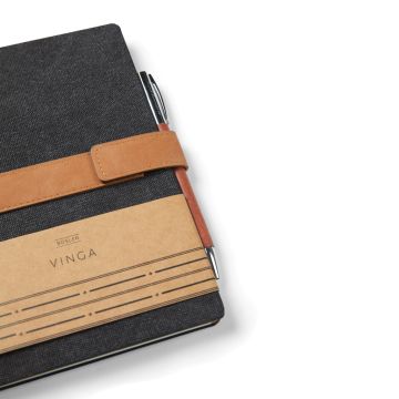 Promotional VINGA Bosler RCS Recycled Canvas Notebook Black 