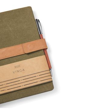 Branded VINGA Bosler RCS Recycled Canvas Notebook Green 