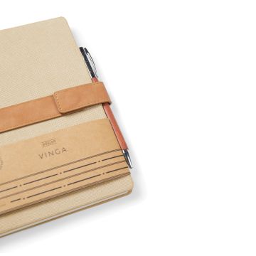 Promotional VINGA Bosler RCS Recycled Canvas Notebook Greige 