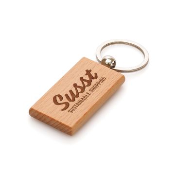 Promotional Rectangular Beech Wood Keyring
