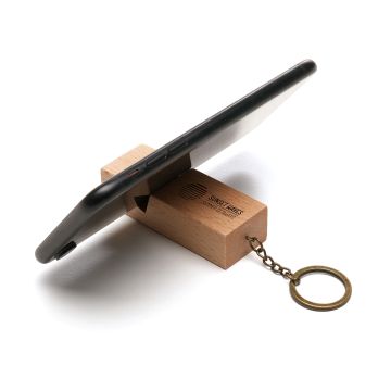 Beech Wood Phone Stand Keyring