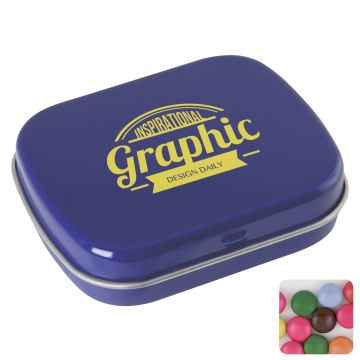 Flat hinged tin with choco's