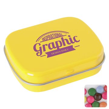 Flat hinged tin with choco's