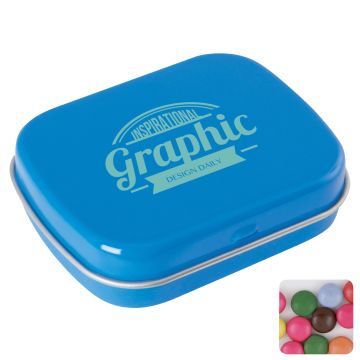 Flat hinged tin with choco's