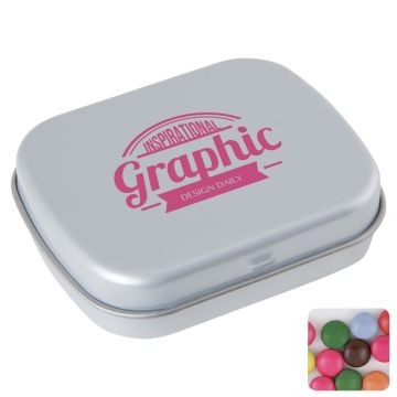 Flat hinged tin with choco's