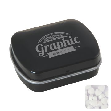 Small flat hinged tin with sugar free mints