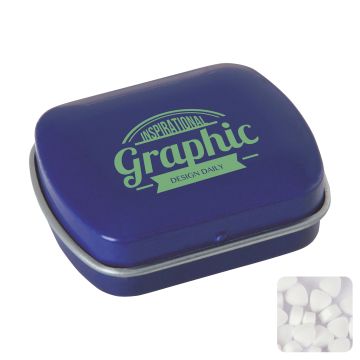 Small flat hinged tin with sugar free mints