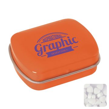 Small flat hinged tin with sugar free mints