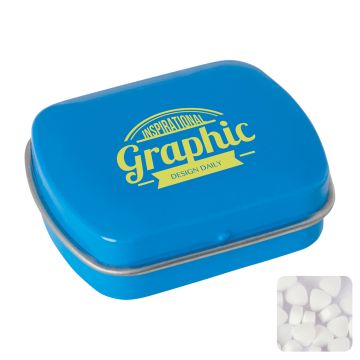 Small flat hinged tin with sugar free mints