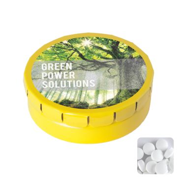 Round click tin with dextrose mints