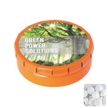 Round click tin with dextrose mints