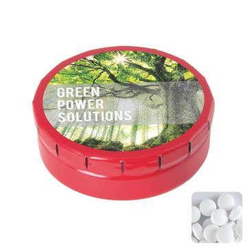 Round click tin with dextrose mints