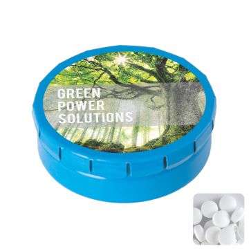 Round click tin with dextrose mints