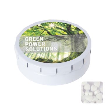 Round click tin with sugar free mints
