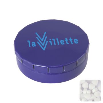Round click tin with sugar free mints