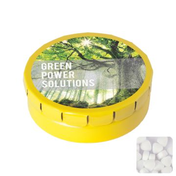 Round click tin with sugar free mints