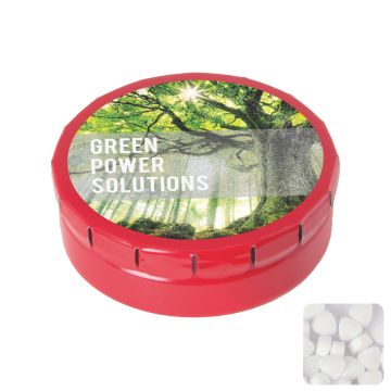 Round click tin with sugar free mints