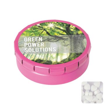 Round click tin with sugar free mints