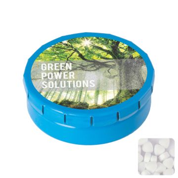 Round click tin with sugar free mints