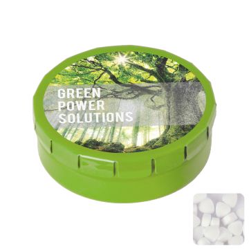 Round click tin with sugar free mints