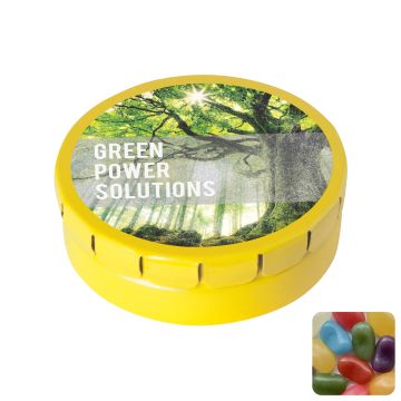 Round click tin with jelly beans