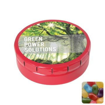 Round click tin with jelly beans