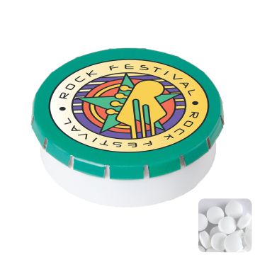 Round click plastic pot with sugar free mints