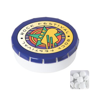 Round click plastic pot with sugar free mints