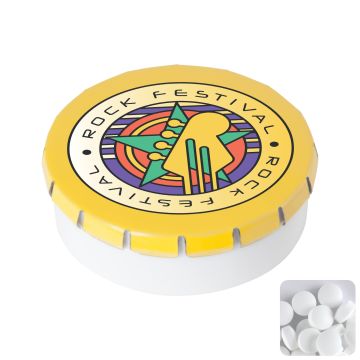 Round click plastic pot with sugar free mints