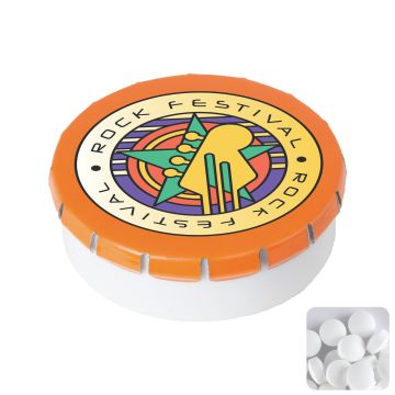 Round click plastic pot with sugar free mints