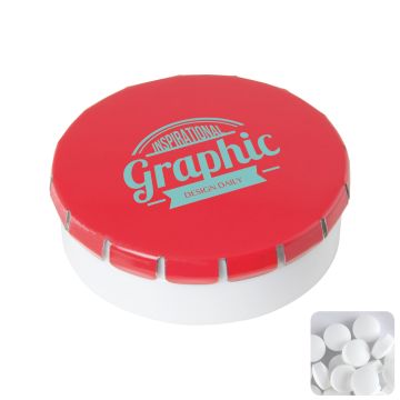 Round click plastic pot with sugar free mints