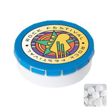 Round click plastic pot with sugar free mints