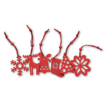 Red Felt Christmas Tree Hanging Decorations ROUGE