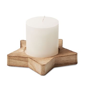 Christmas Candle With Wooden Star Base LOTUS Wood - 1 Bounce Creative Designs