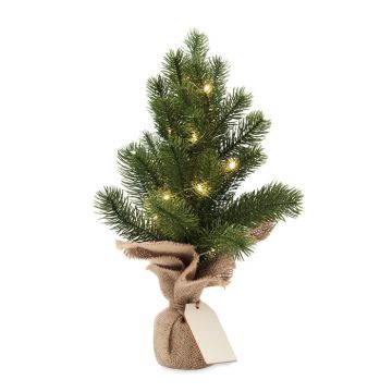 Mini Christmas Tree With Lights And Jute Base AVETO Green - 1 Bounce Creative Designs