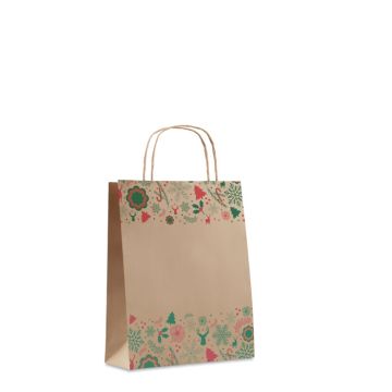 Eco Christmas Gift Bag Paper BAO SMALL Beige - 1 Bounce Creative Designs