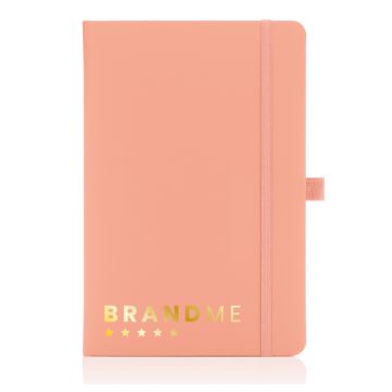 Foil Blocked A5 Pastel Notebook &amp; Pen Set-Coral-Gold Foil