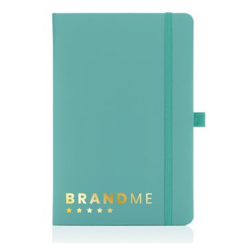 Foil Blocked A5 Pastel Notebook &amp; Pen Set-Teal-Gold Foil