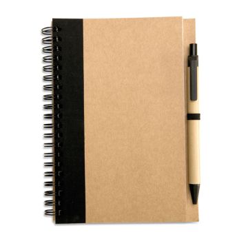 SONORA PLUS  Recycled Notebook With Eco Pen Plain Paper Black - 1 Bounce Creative Designs