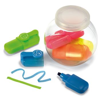 FUN FOR FIVE Mini Highlighters In Storage Jar Multicolour - 1 Bounce Creative Designs
